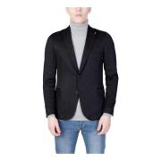 Zwarte Buttoned Lapel Collar Blazer Mulish , Black , Heren