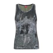 Top met print T-Stripe Diesel , Gray , Dames