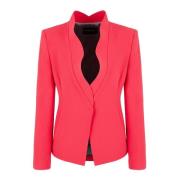 Cady Crepe Blazer met Gevormde Revers Emporio Armani , Red , Dames