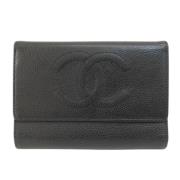 Pre-owned Leather wallets Chanel Vintage , Black , Dames