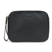 Pre-owned Leather clutches Gucci Vintage , Black , Dames