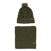 Groene Gebreide Beanie en Sjaal Set Barbour , Green , Dames