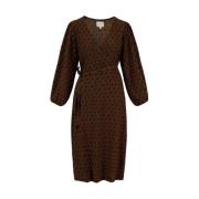 Wikkeldress met blockprint Zusss , Brown , Dames