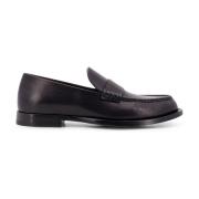 Gestikte Leren Loafer Gemaakt in Italië The Row , Black , Dames