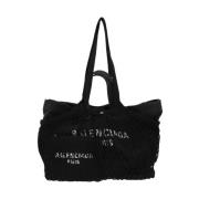 Canvas Tote Tas met Logo Print Balenciaga , Black , Dames