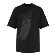 Zwart T-shirt met Logo Print Emporio Armani , Black , Dames