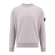 Logo Patch Virgin Wool Sweater Stone Island , Gray , Heren