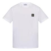 Katoenen Jersey T-shirt met Windroos Patch Stone Island , White , Here...