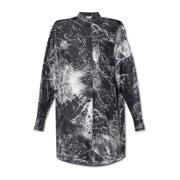 Zijden jurk met print Alexander McQueen , Gray , Dames