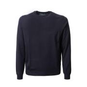 Blauwe Wol Crew Neck Sweater Zanone , Blue , Heren