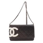 Pre-owned Leather wallets Chanel Vintage , Black , Dames