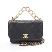 Pre-owned Leather chanel-bags Chanel Vintage , Black , Dames