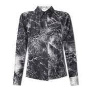 Zijden shirt met print Alexander McQueen , Black , Dames