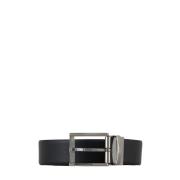 Omkeerbare Leren Riem Zwart Emporio Armani , Black , Heren