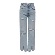 Blauwe Rits Knoop Jeans Vrouwen Lente Only , Blue , Dames