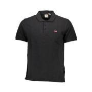 Glad Katoenen Poloshirt met Logo Levi's , Black , Heren