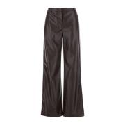 Bruine Eco Leren Regular Fit Broek Plain Units , Brown , Dames