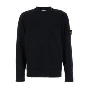 Zwarte Crewneck Sweater Logo Patch Stone Island , Black , Heren