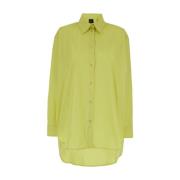 Groene Oversize Taffeta Shirt Plain Units , Green , Dames