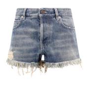 Denim Shorts met Achterlogo Patch Balenciaga , Blue , Dames