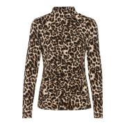 Luipaardprint Lange Mouw Top Cream , Brown , Dames