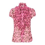 Crinkle SS Shirt Abstract Tye Saint Tropez , Pink , Dames