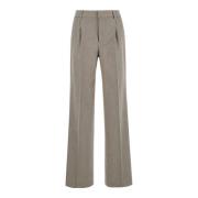 Beige Wol Kasjmier Geborstelde Flanel Broek PT Torino , Beige , Dames