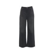 Wijde Jeans met Logodetails Liu Jo , Black , Dames