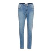 Blauwe Denim Straight Leg Jeans Cream , Blue , Dames