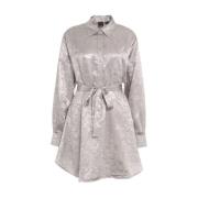 Satin Overhemdjurk met Logo Details Pinko , Gray , Dames