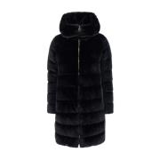 Zwarte Faux Fur A-Shape Jas Herno , Black , Dames