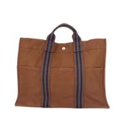 Pre-owned Canvas handbags Hermès Vintage , Brown , Dames