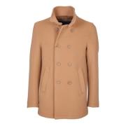 Kameel Double-Breasted Jas Aw24 Herno , Beige , Heren