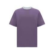 Amethist Paarse Katoenen T-shirt Brunello Cucinelli , Purple , Heren