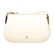 Beige Schoudertas met Logo Tommy Hilfiger , Beige , Dames