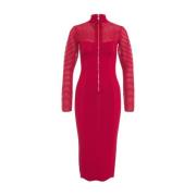 Viscose jurk met Chevron Motif Elisabetta Franchi , Red , Dames