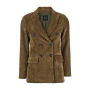 Velvet Bruin Blazer Jas Plain Units , Brown , Dames