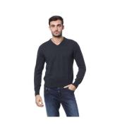 Geborduurde Crew Neck Sweater in Merinowol Billionaire , Gray , Heren