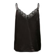 Kanten Strap Top Zwart Vrouwelijke Stijl My Essential Wardrobe , Black...