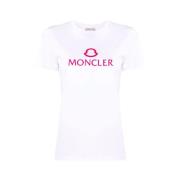 Roze Logo Print Casual T-Shirt Moncler , White , Dames