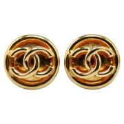 Pre-owned Metal earrings Chanel Vintage , Yellow , Dames