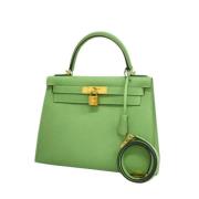 Pre-owned Leather handbags Hermès Vintage , Green , Dames