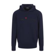 Blauwe Katoenen Hoodie met Logo Kiton , Blue , Heren