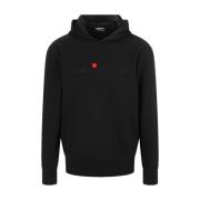 Zwarte Katoenen Hoodie met Logo Kiton , Black , Heren