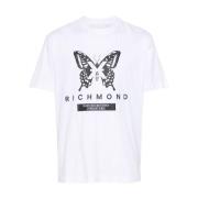 Butterfly Print Crew Neck T-shirt John Richmond , White , Heren