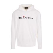 Witte Katoenen Hoodie met Logo Kiton , White , Heren