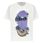 Wit T-shirt met Zwarte Rozenprint IH NOM UH NIT , White , Heren