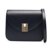 Midnight Blue Smooth Grain Leren Tas Bally , Black , Dames