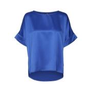 Blauwe O-Neck Top Geweven GA Vero Moda , Blue , Dames