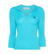 Blauwe Gebreide Orb Logo Polo Vivienne Westwood , Blue , Dames